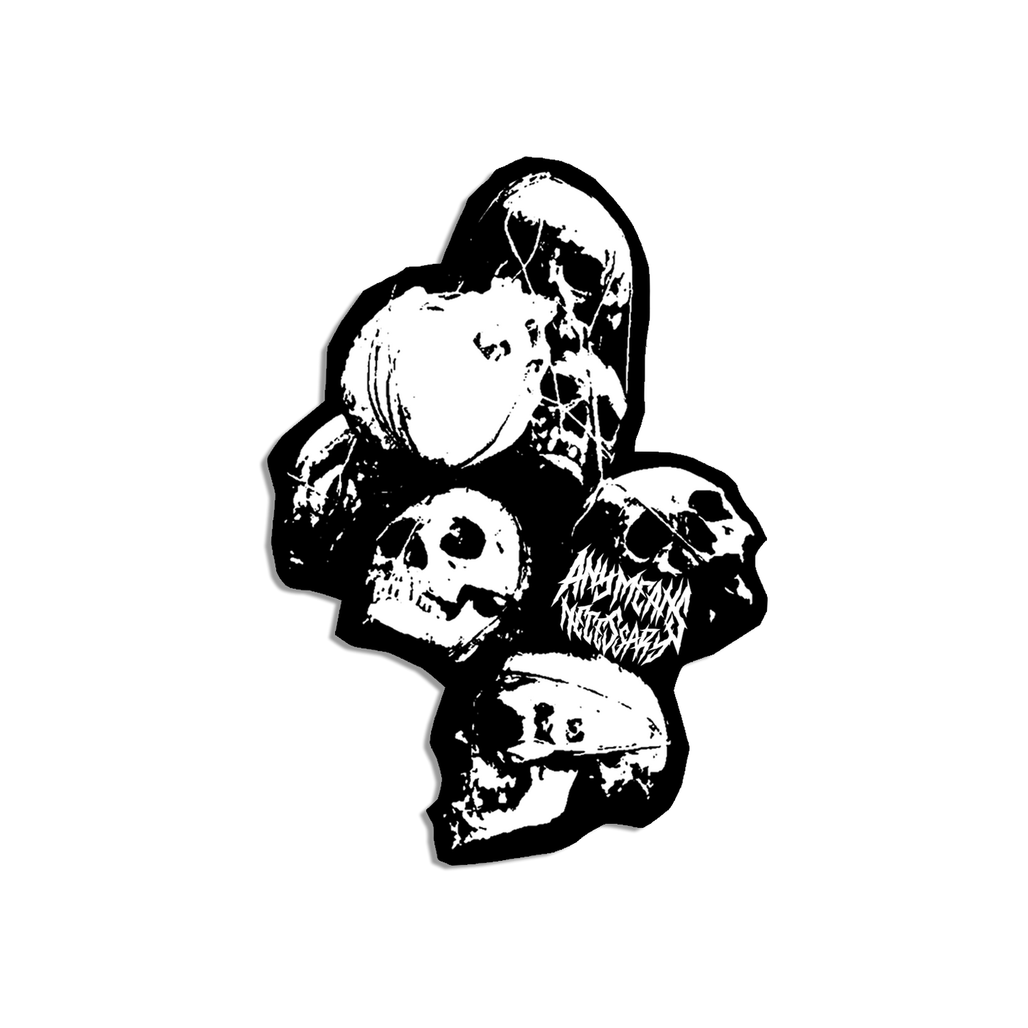 any means necessary shawn coss skull pile die cut sticker
