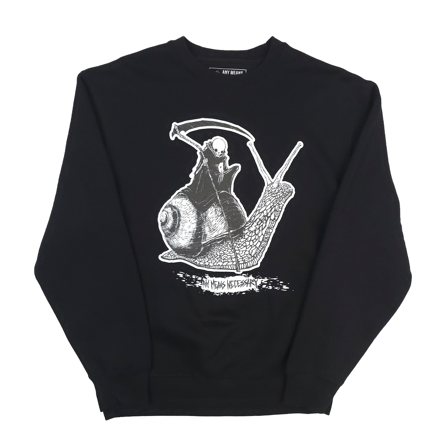 any means necessary shawn coss slow death crewneck sweatshirt black