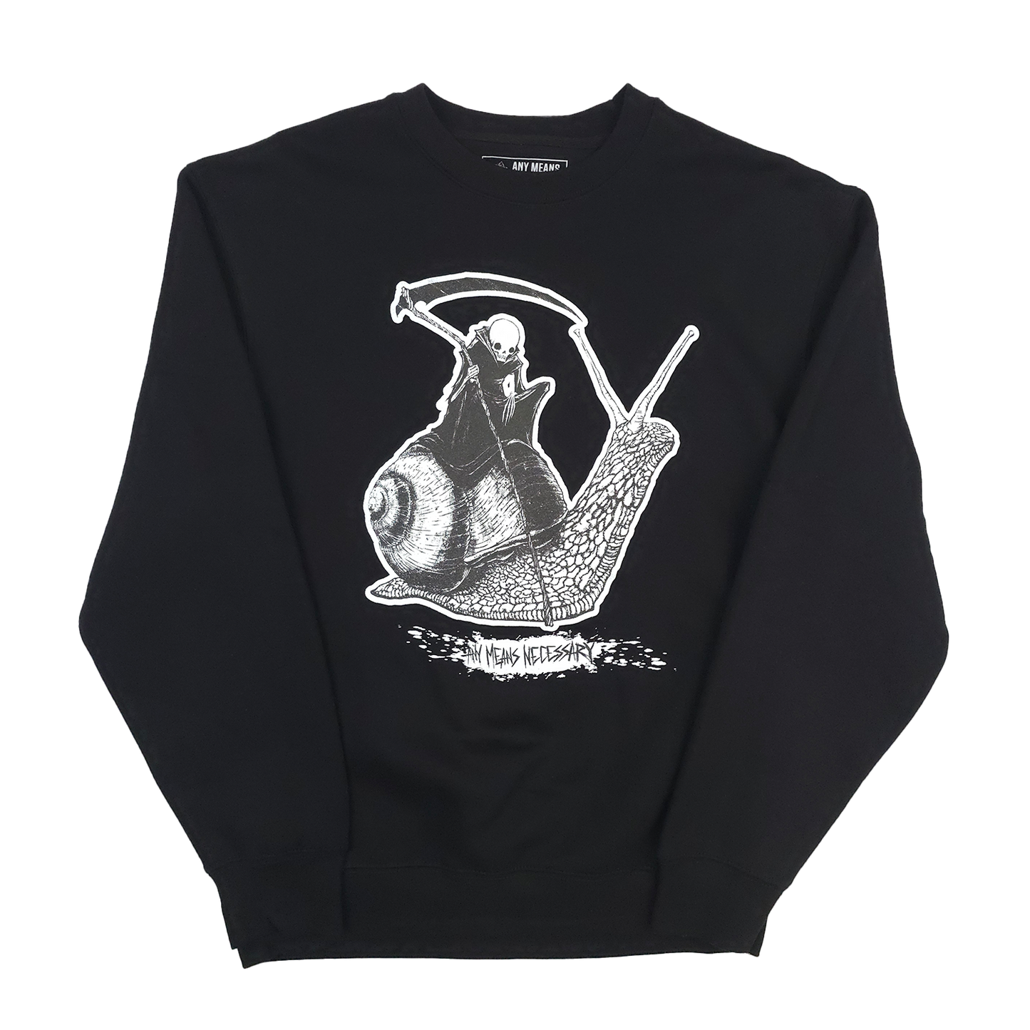 
                  
                    any means necessary shawn coss slow death crewneck sweatshirt black
                  
                