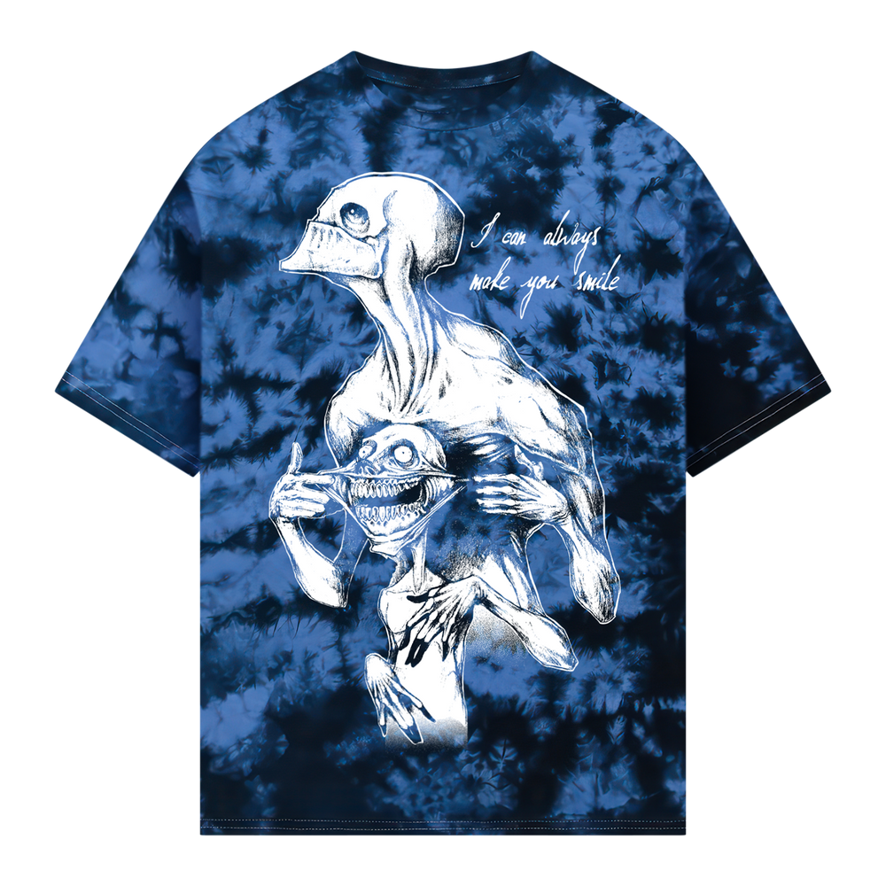 any means necessary shawn coss I can always make you smile t shirt blue crystal tie dye