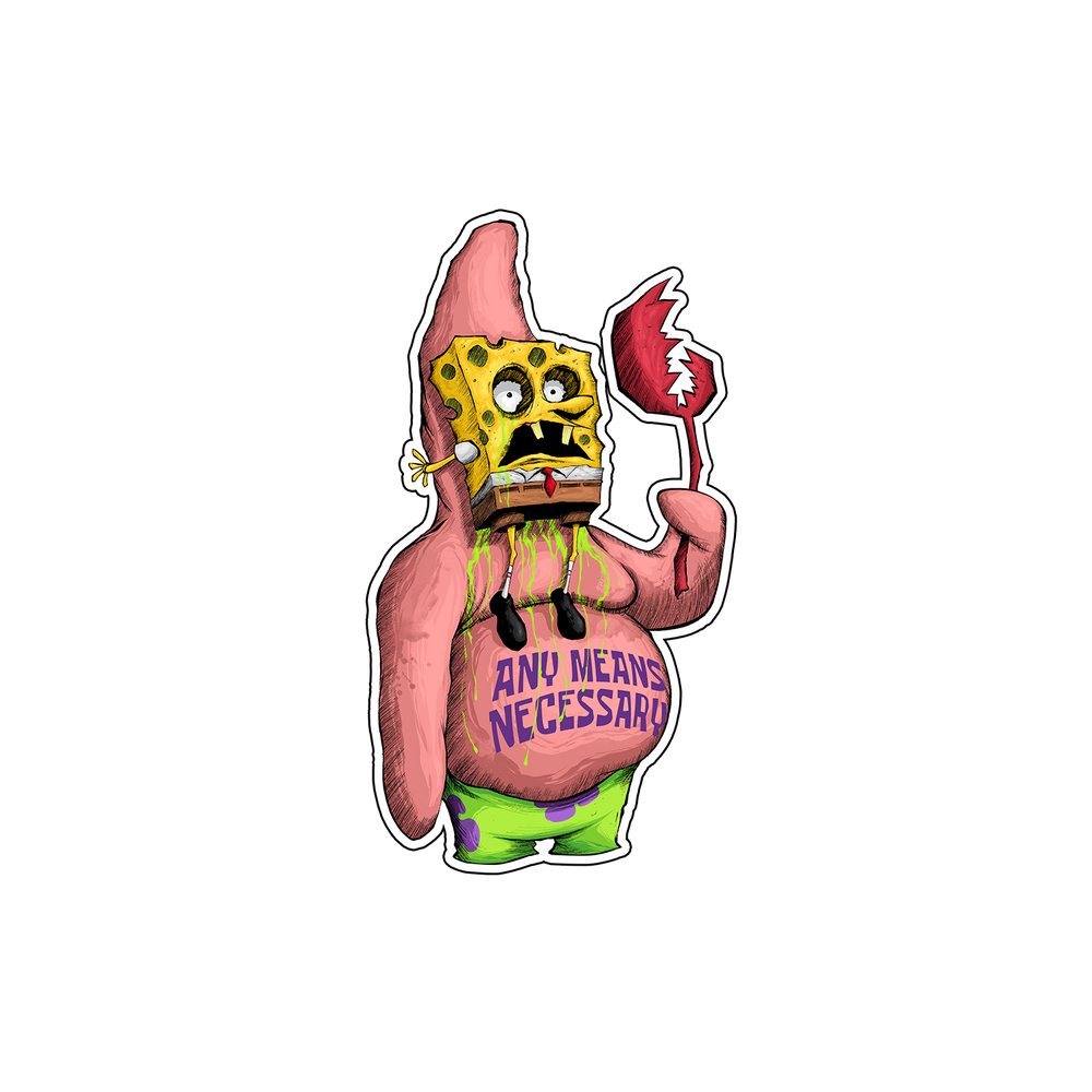 any means necessary shawn coss spongebob squarepants patrick die cut sticker