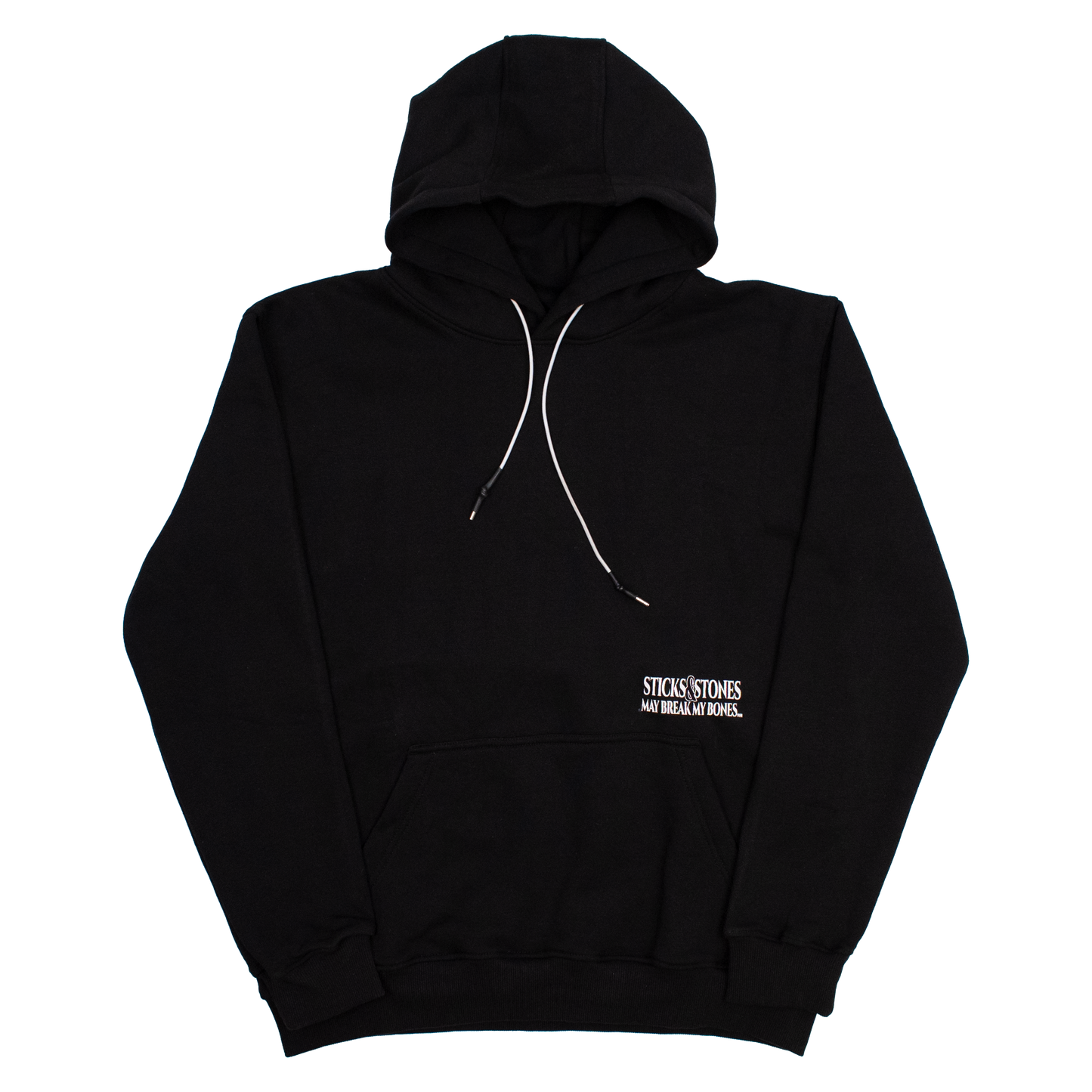 any means necessary shawn coss sticks and stones pullover hoodie black front