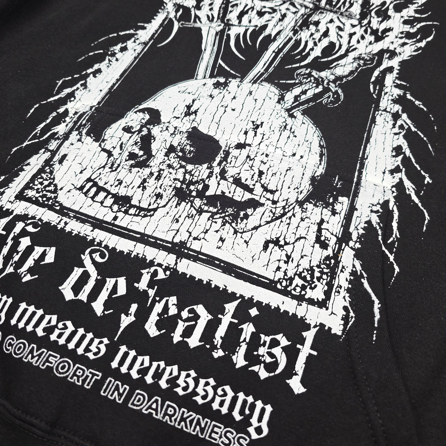 any means necessary shawn coss kris wilson cyanide and happiness the defeatist pullover hoodie black up close