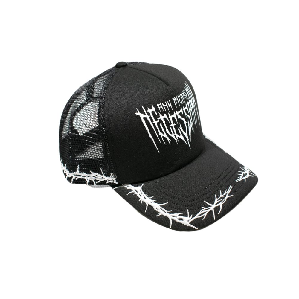 any means necessary shawn coss thorns mesh foam trucker hat black side