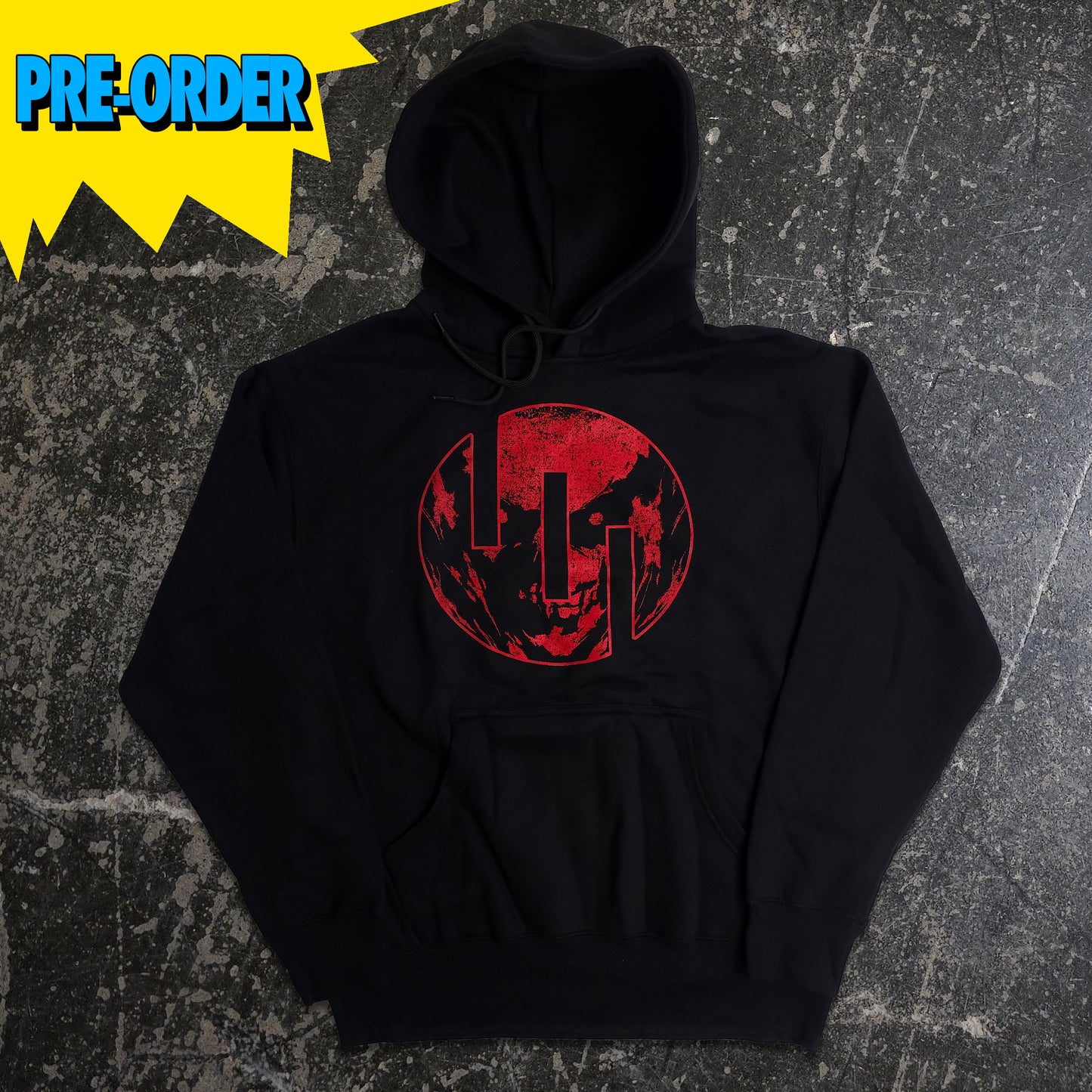 Black t-shirt with red and white graphic design featuring a character and 'THRAGG' text on a textured gray background. Officially licensed Invincible
