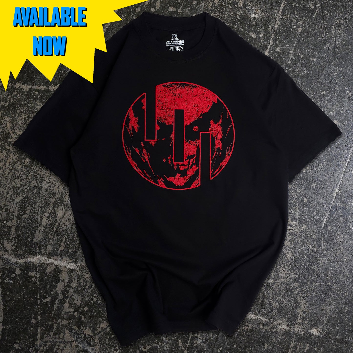 Black t-shirt with red and white graphic design featuring a character and 'THRAGG' text on a textured gray background. Officially licensed Invincible