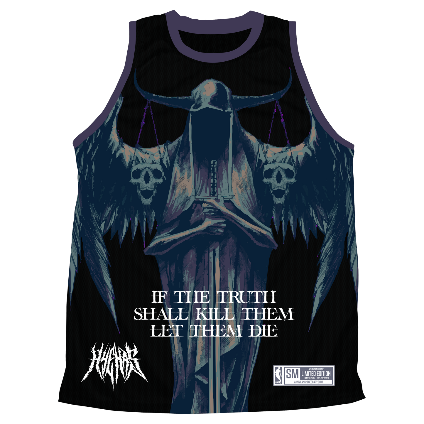 any means necessary shawn coss truth shall kill basketball jersey  front