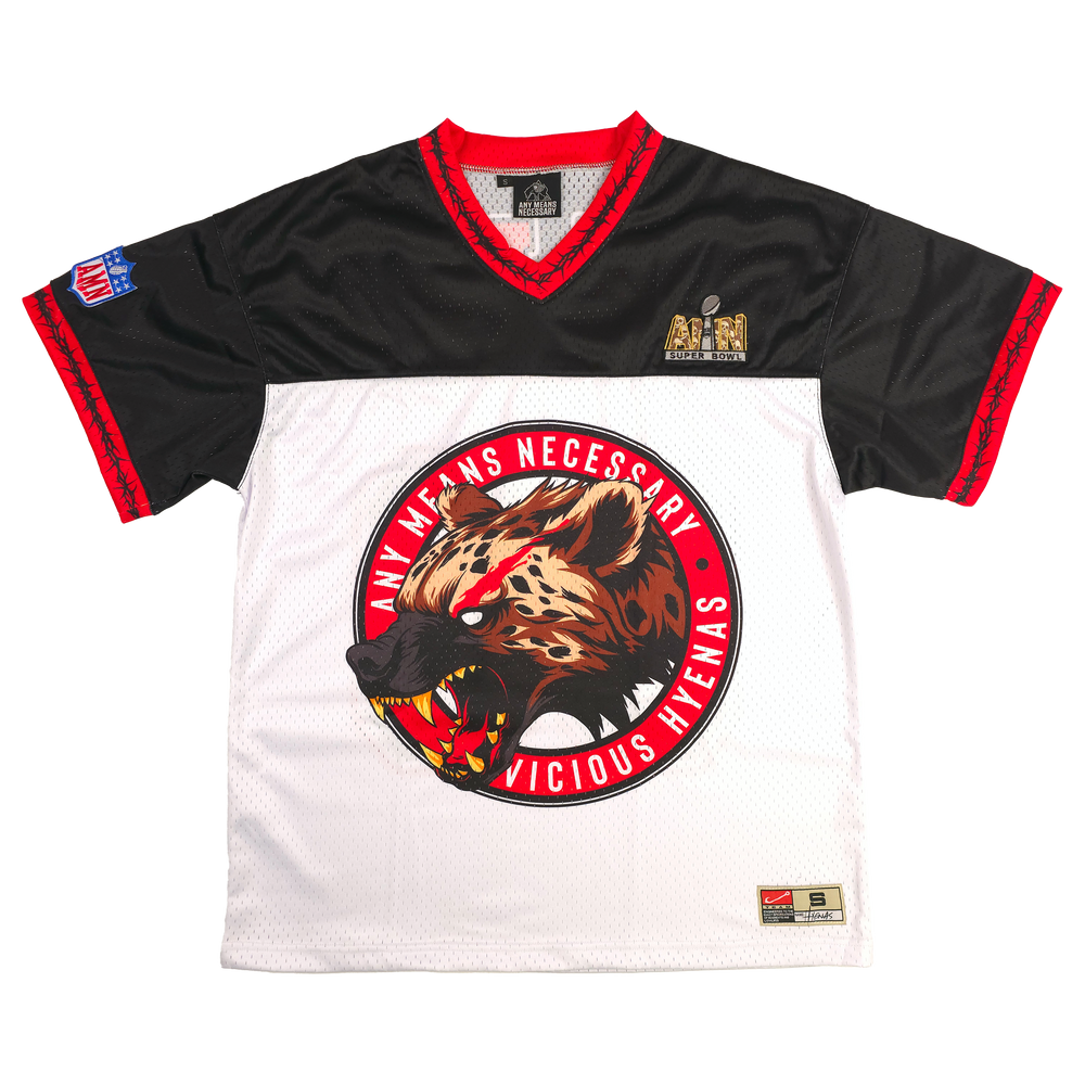 any means necessary shawn coss hyenas football jersey