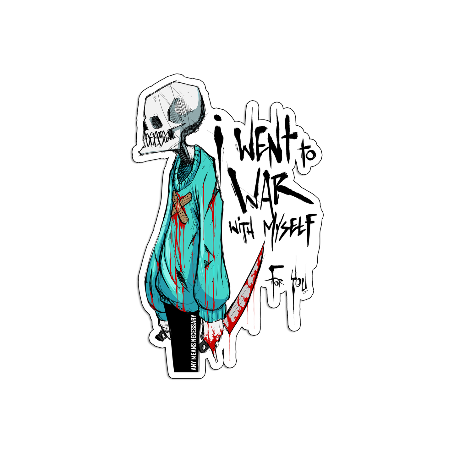 any means necessary shawn coss war with myself die cut sticker