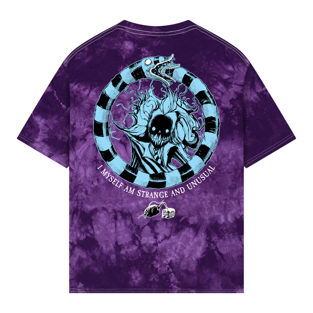 any means necessary shawn coss beetlejuice t shirt tie dye purple ethereal Back