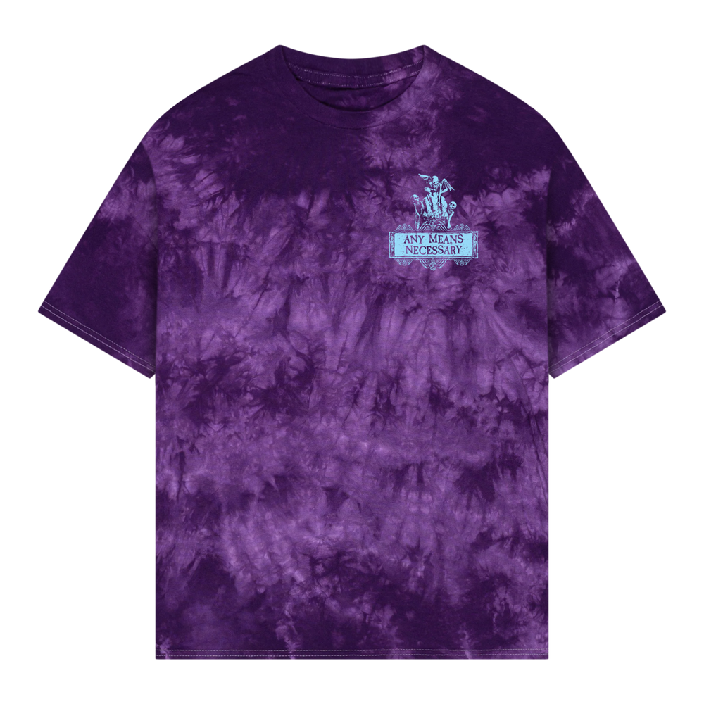 any means necessary shawn coss beetlejuice t shirt tie dye purple ethereal Front