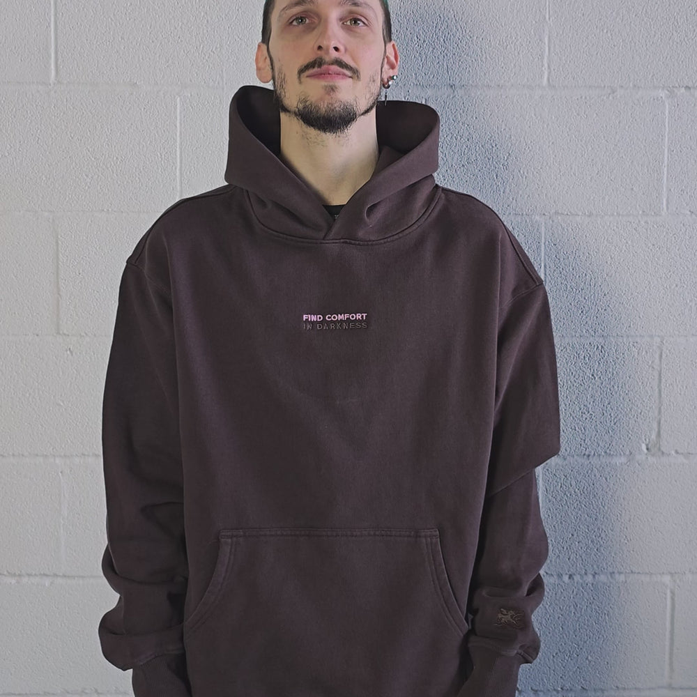 
                      
                        Load and play video in Gallery viewer, any means necessary shawn coss find comfort in darkness pullover hoodie brown mocha video
                      
                    