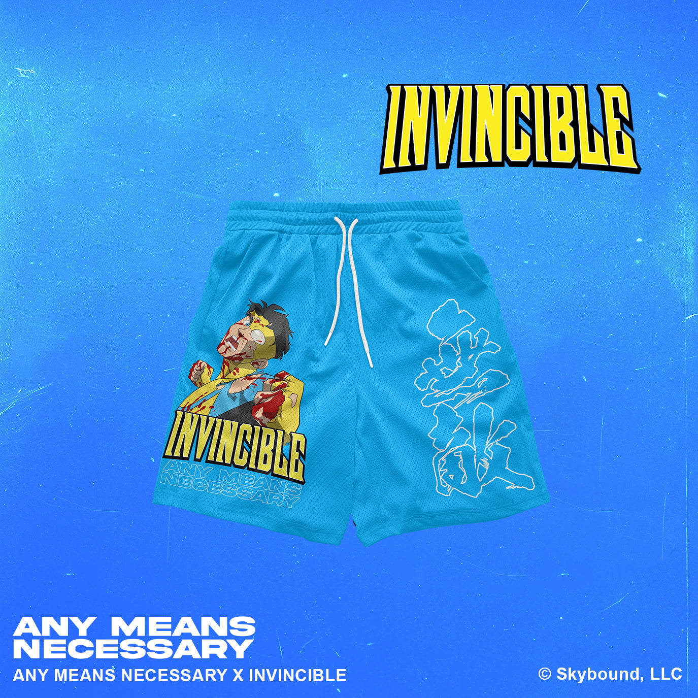 Violent Translation Mesh Shorts Blue