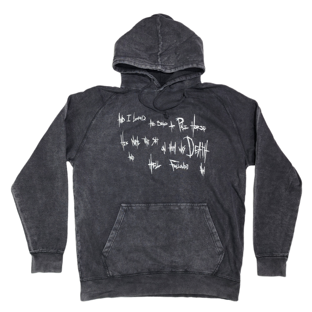 
                      
                        any means necessary shawn coss 4 horsemen pestilence famine war death pullover hoodie vintage black front
                      
                    