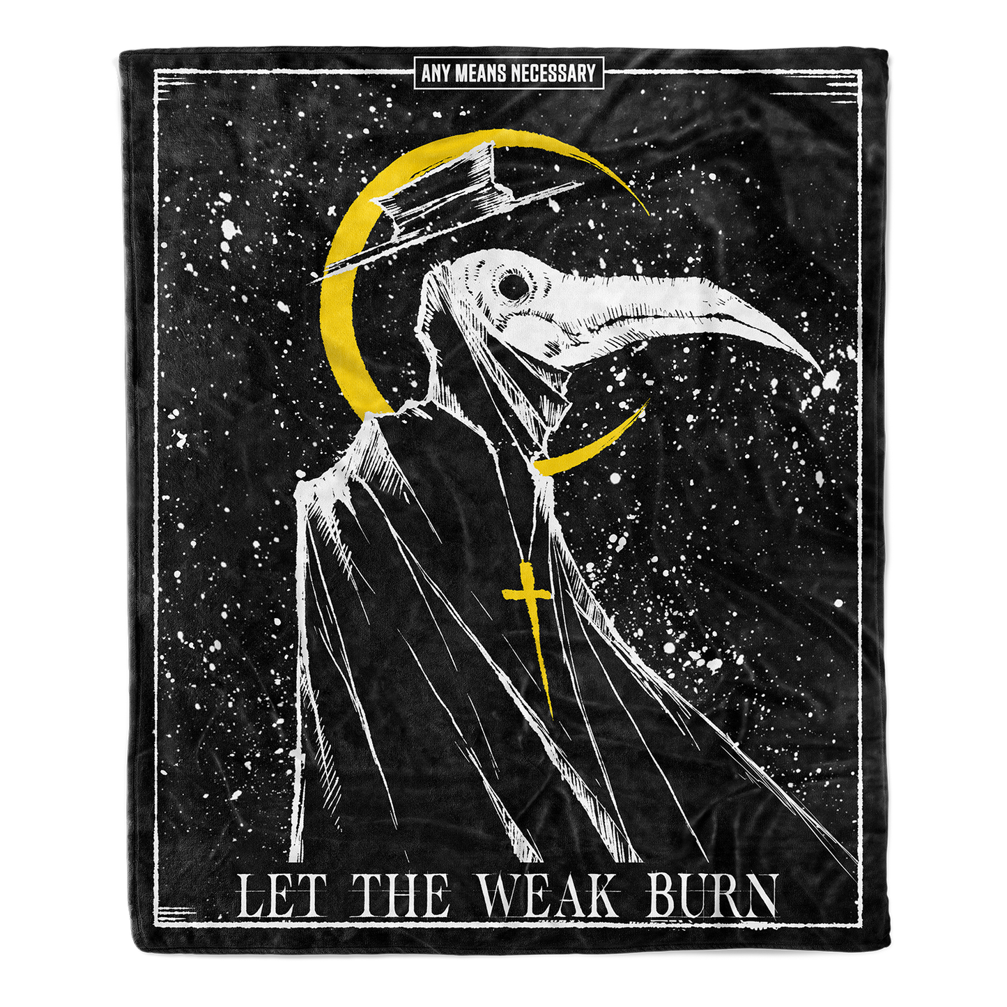 any means necessary shawn coss let the weak burn plague doctor fleece throw blanket