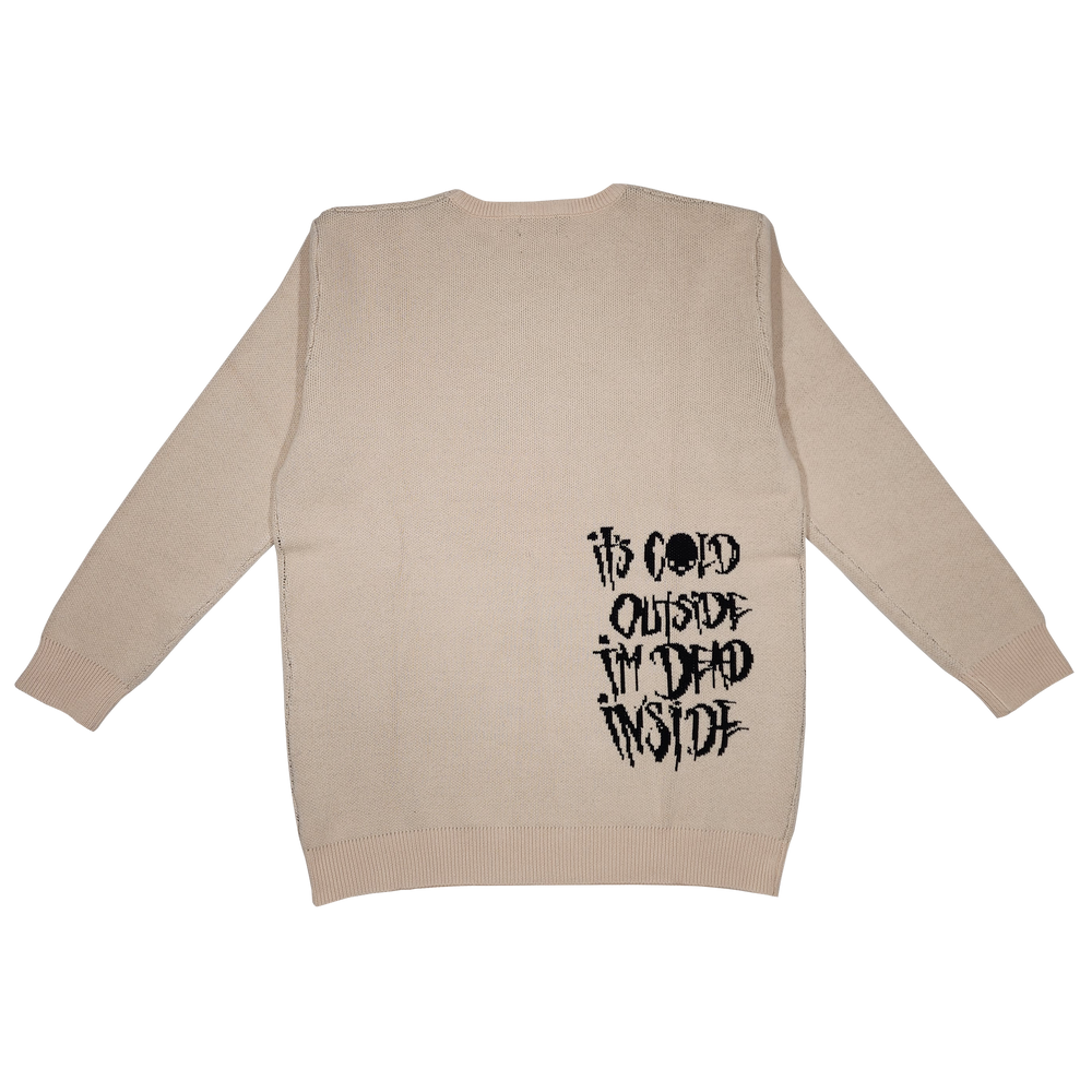 any means necessary shawn coss cold outside knit sweater tan back
