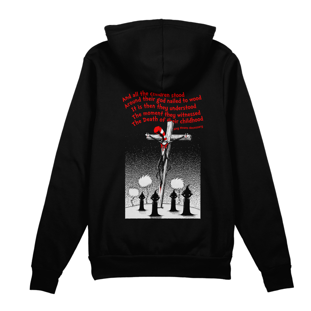 
                  
                    any means necessary shawn coss story time terrors death of childhood dr  seuss black pullover hoodie
                  
                