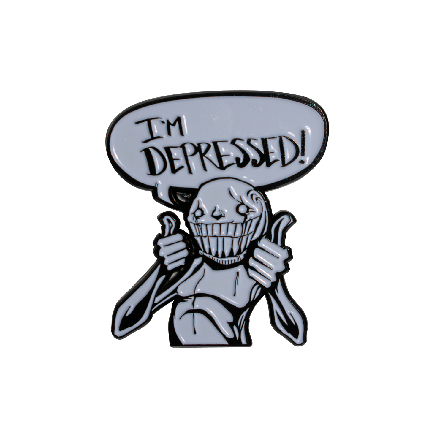 any means necessary shawn coss i'm depressed enamel pin