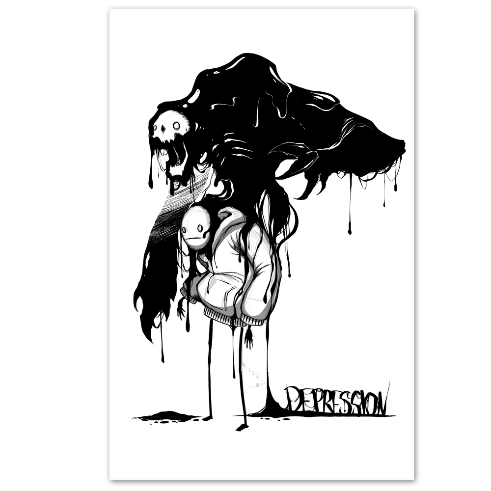 any means necessary shawn coss depression oil 11x17 print poster