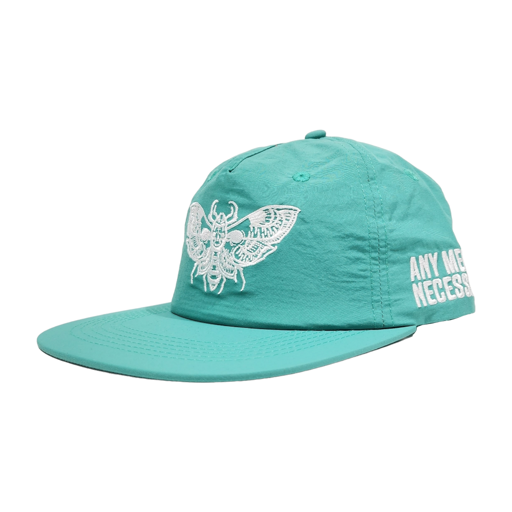 any means necessary shawn coss death moth nylon snapback hat teal