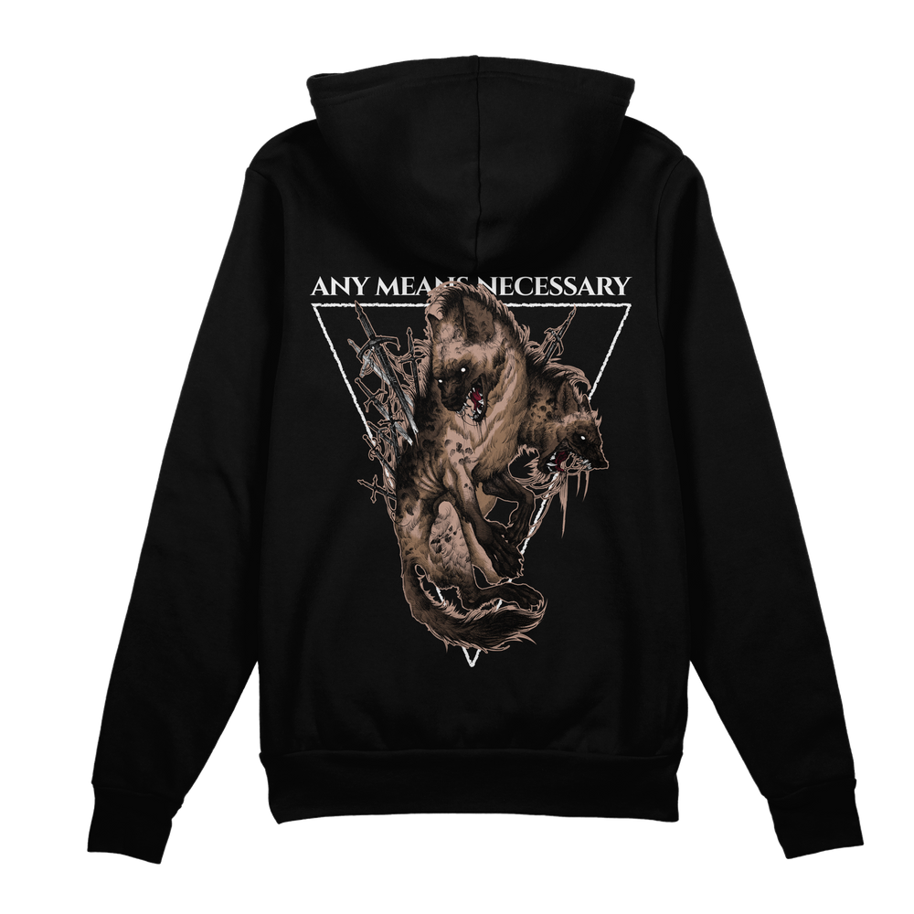 any means necessary shawn coss hell hyena pullover hoodie black
