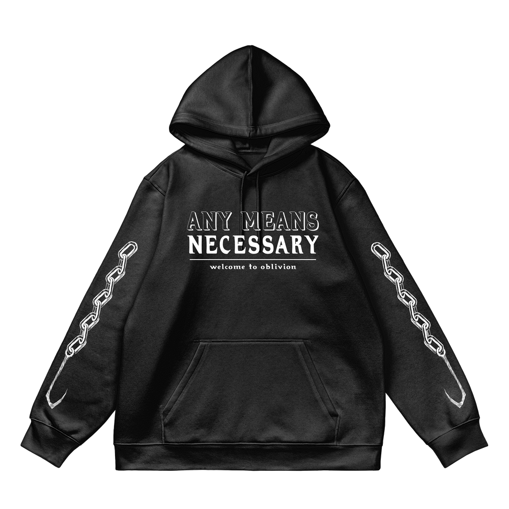 any means necessary shawn coss hellraiser pullover hoodie black front