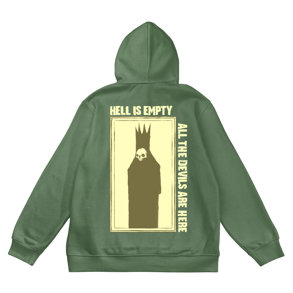 any means necessary shawn coss hell is empty pullover hoodie sage back