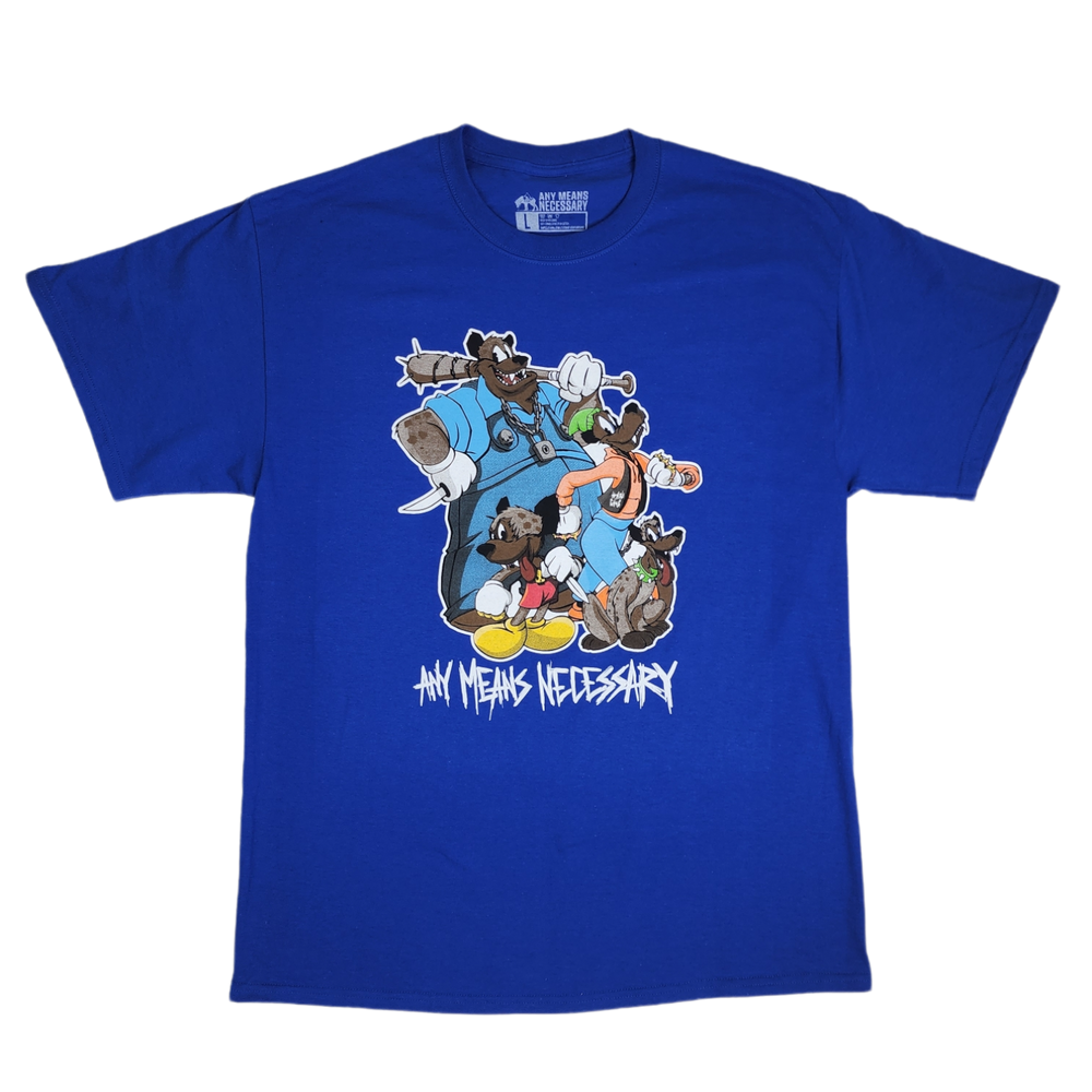 any means necessary shawn coss hyena gang t shirt royal blue