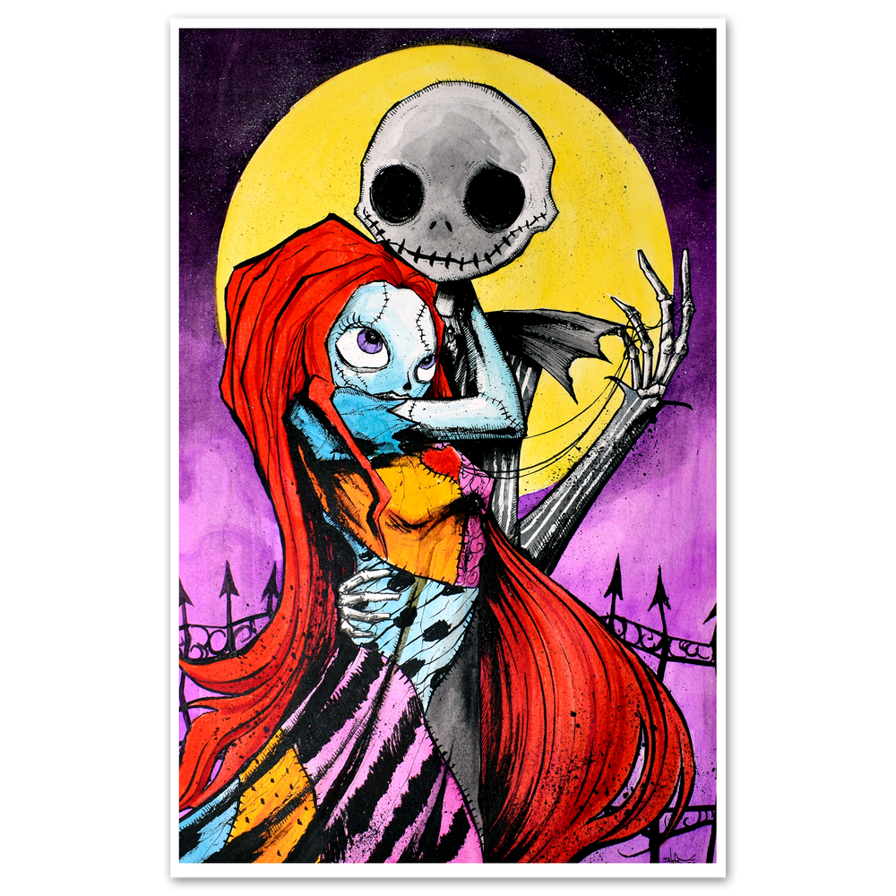 any means necessary shawn coss jack and sally nightmare before christmas poster print