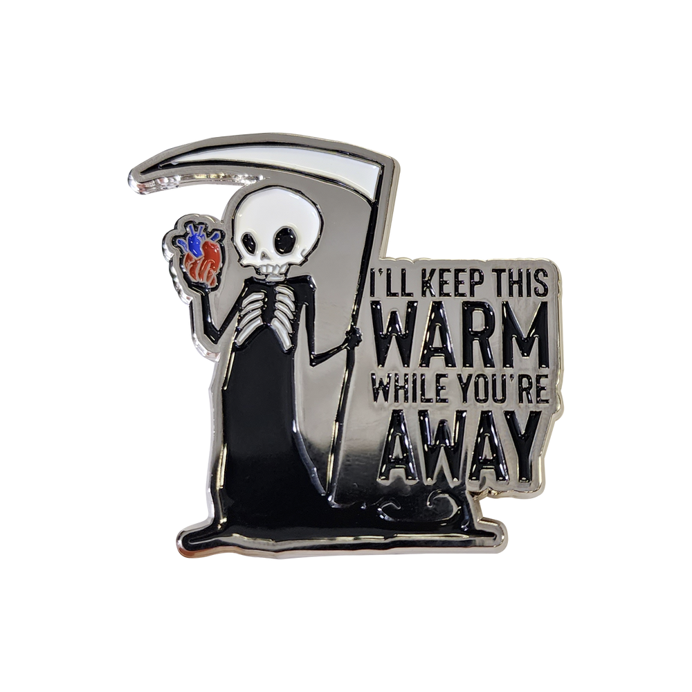 any means necessary shawn coss i'll keep this warm while you're away enamel pin
