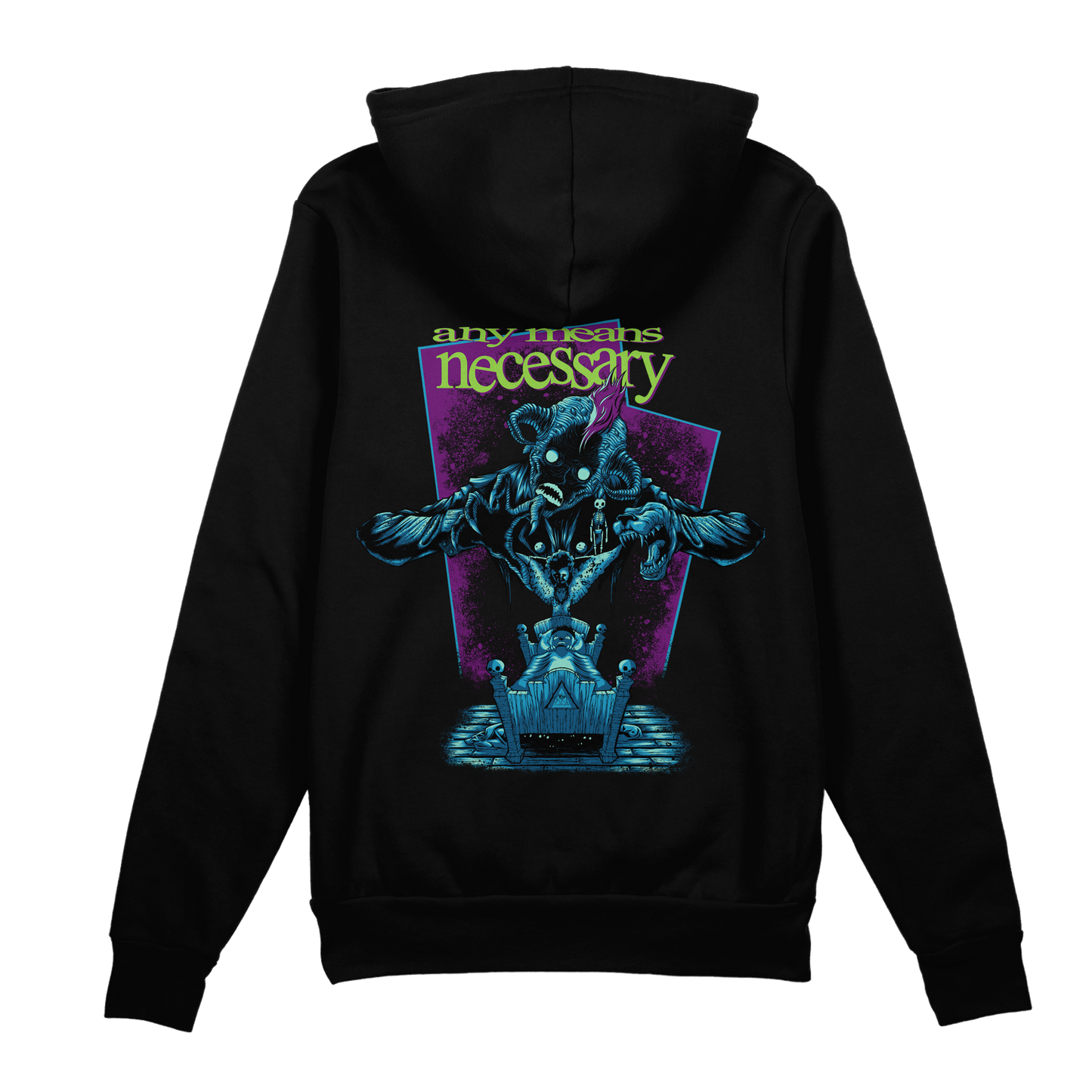 any means necessary shawn coss little monster pullover hoodie black back