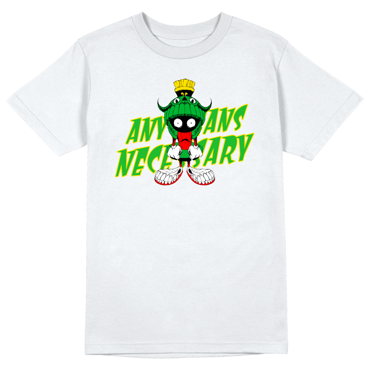 any means necessary shawn coss marvin the martian t shirt white