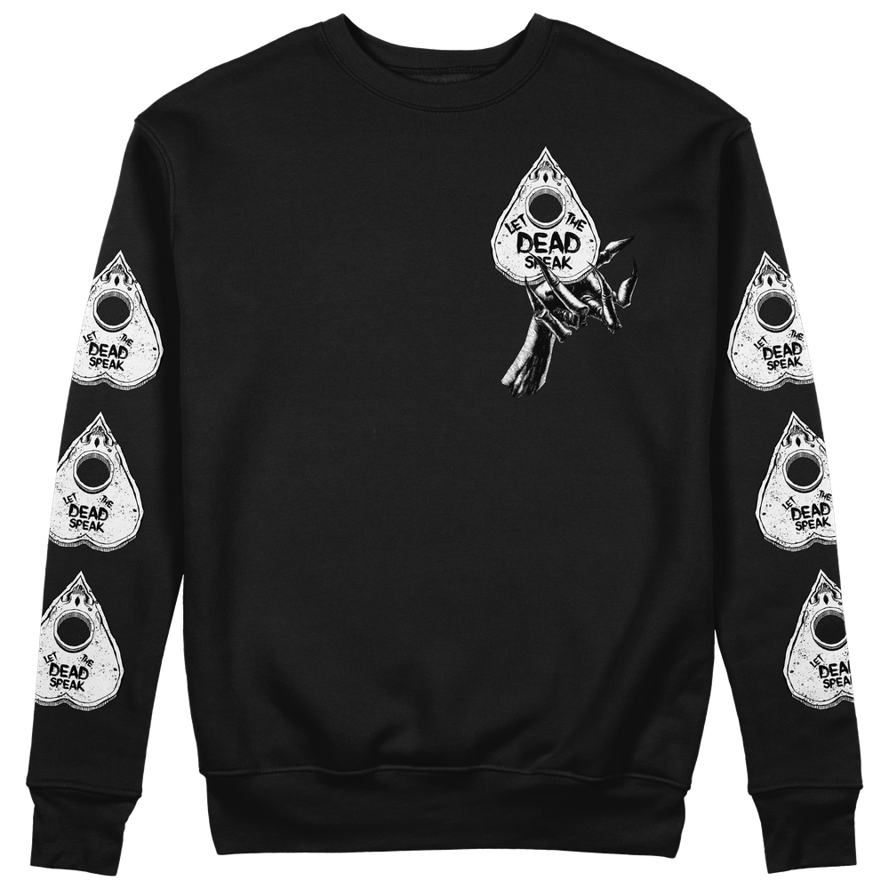 any means necessary shawn coss ouija crewneck sweatshirt black front