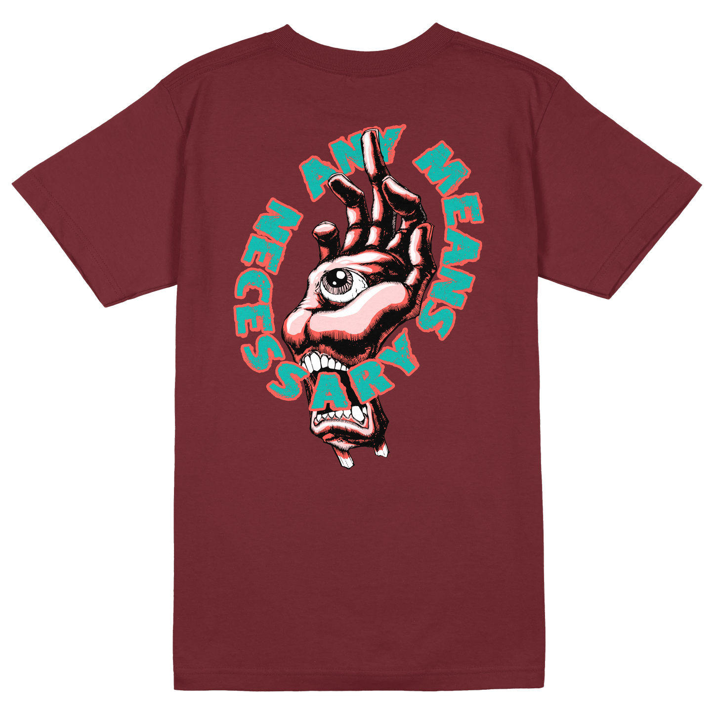any means necessary shawn coss palm screamer t shirt maroon