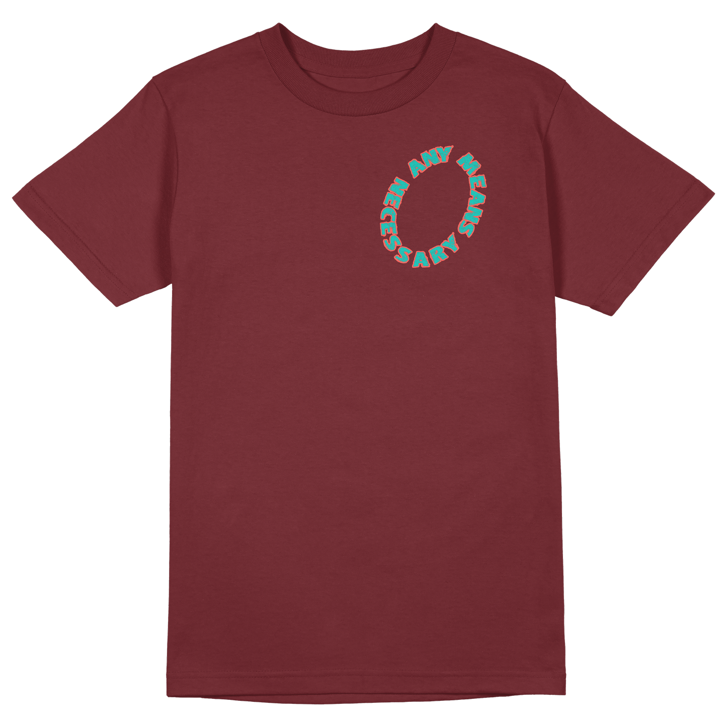 any means necessary shawn coss palm screamer t shirt maroon front