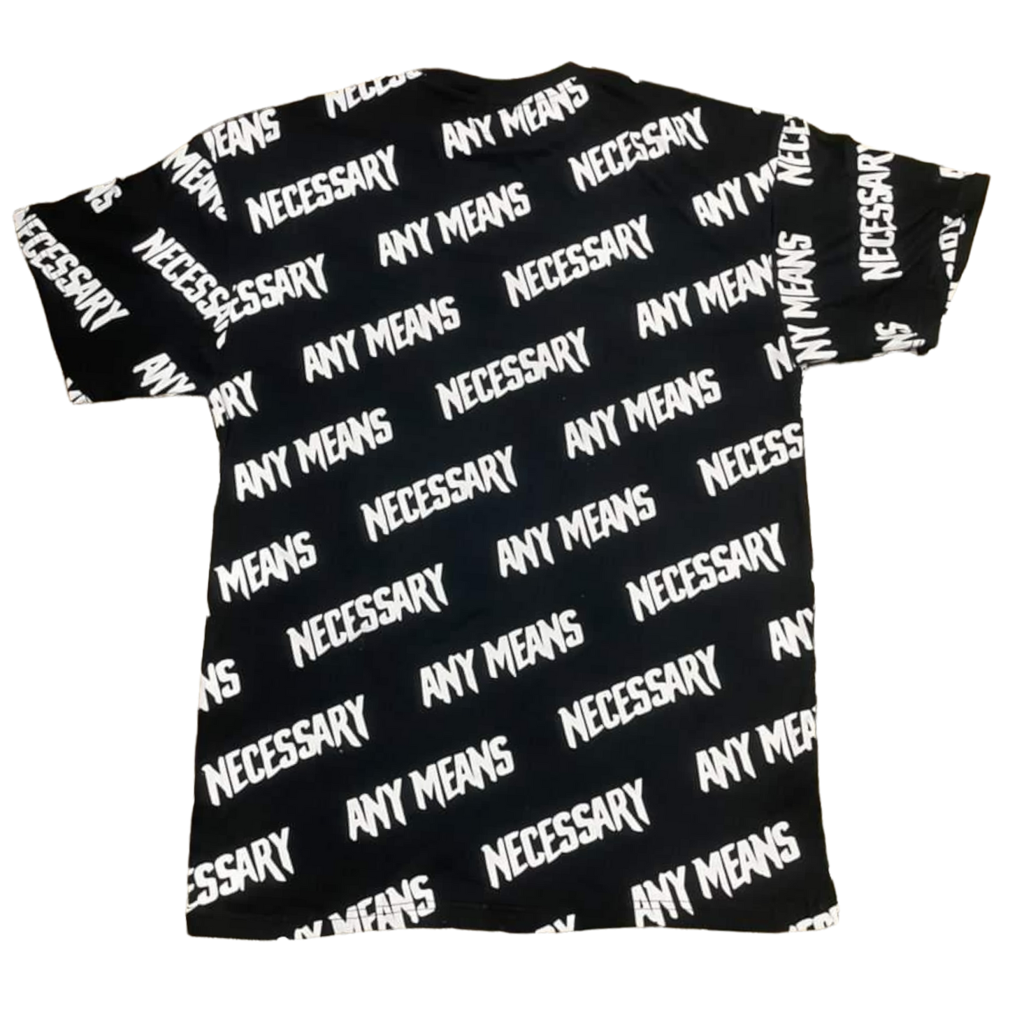 any means necessary shawn coss all over print pocket t shirt black back