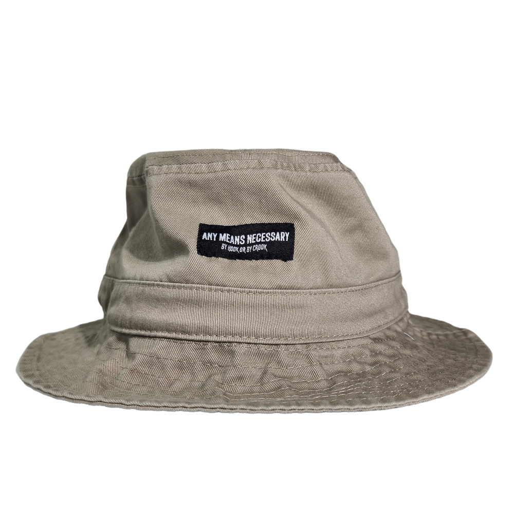 any means necessary shawn coss by hook or by crook bucket hat khaki