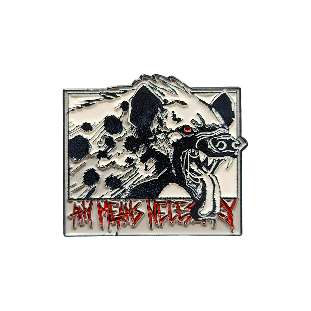 any means necessary shawn coss snarl hyena enamel pin