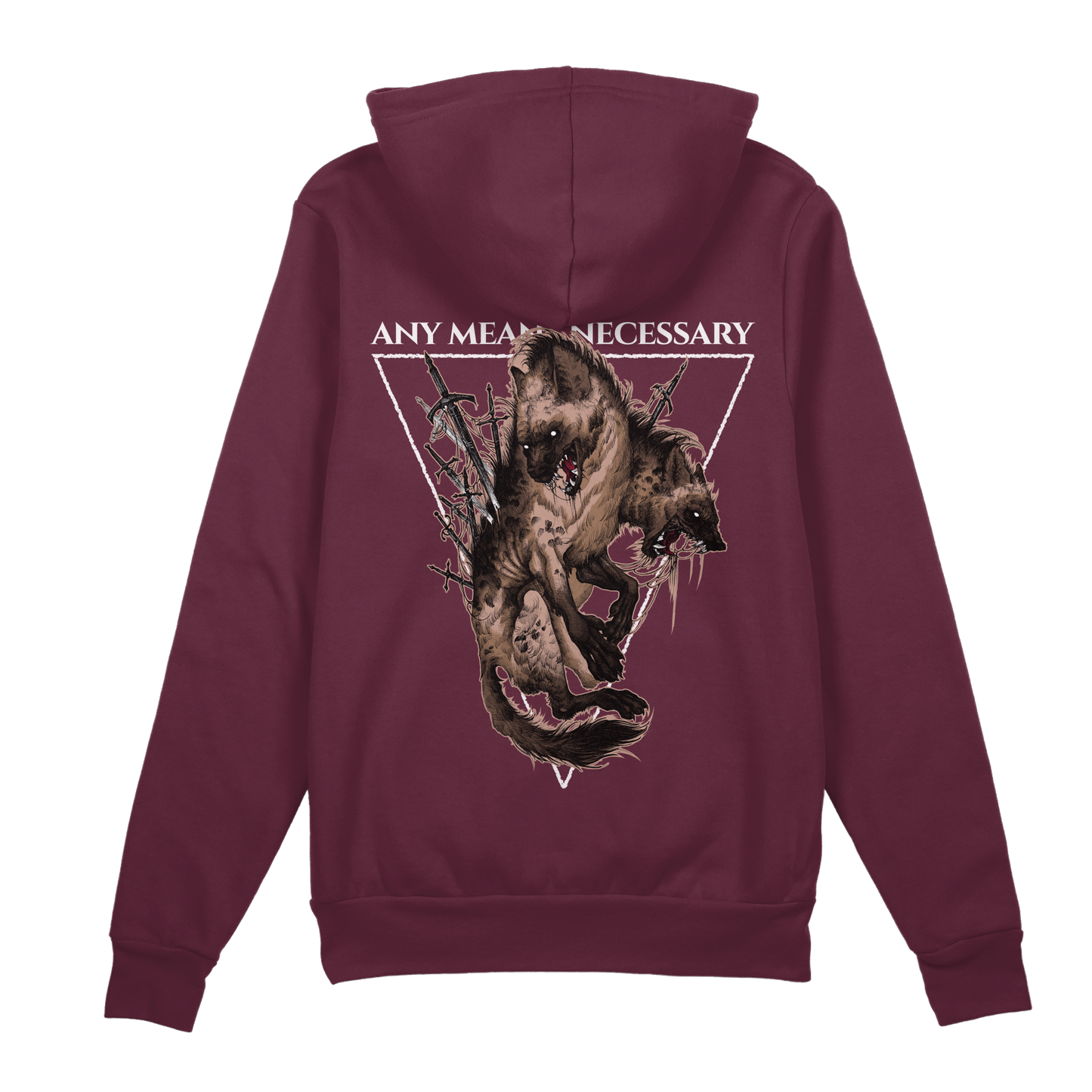 any means necessary shawn coss hell hyena pullover hoodie maroon