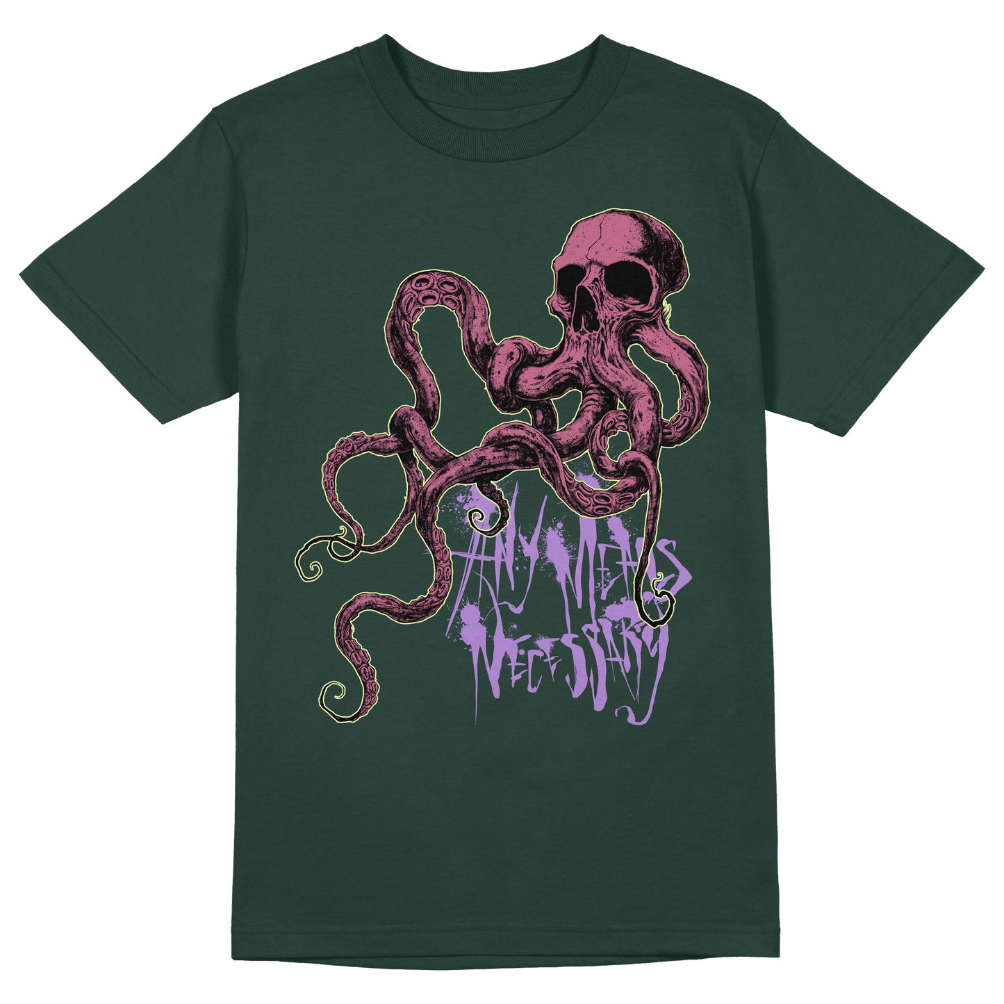 any means necessary shawn coss skulltapus skull octopus t shirt dark green 