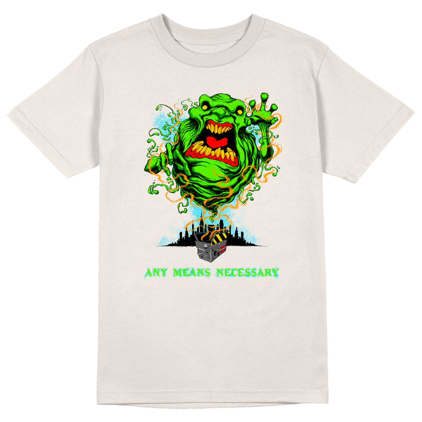 any means necessary shawn coss slimer ghostbusters t shirt natural