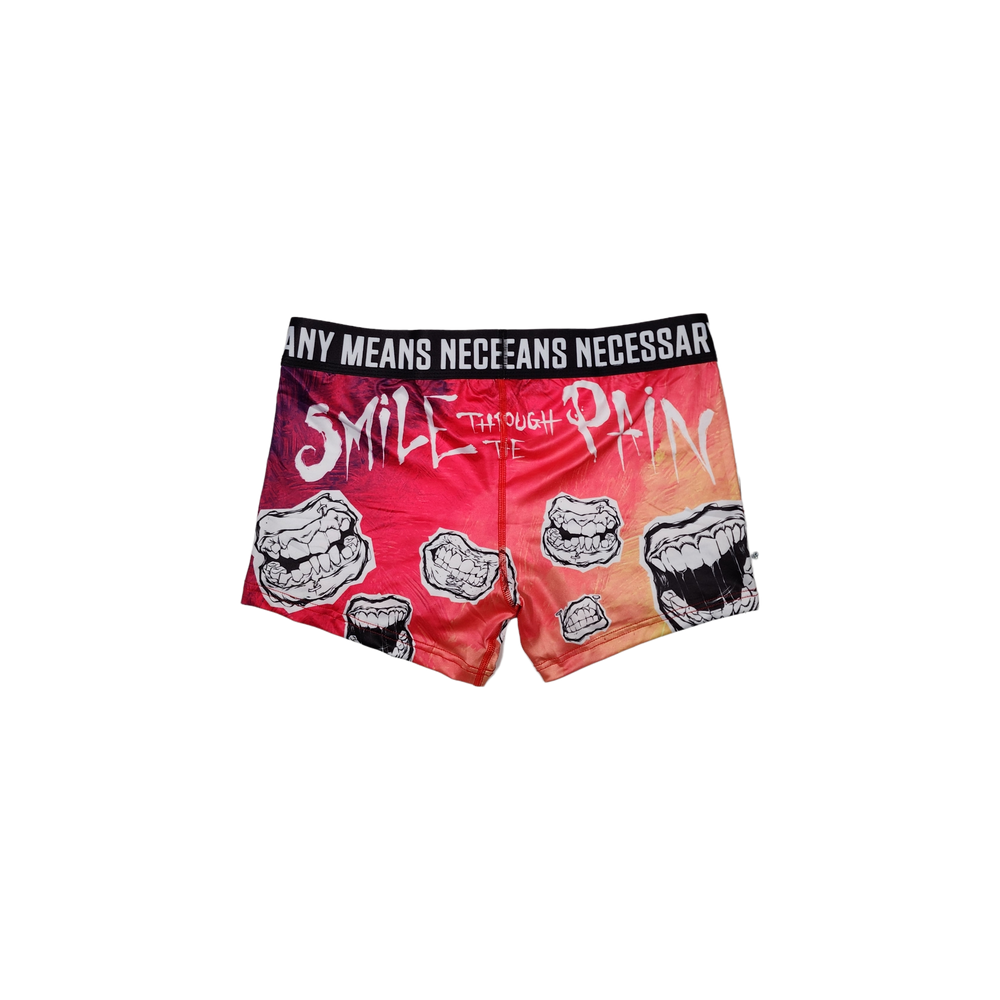 any means necessary shawn coss smile through the pain women's underwear boxers pink tie dye back