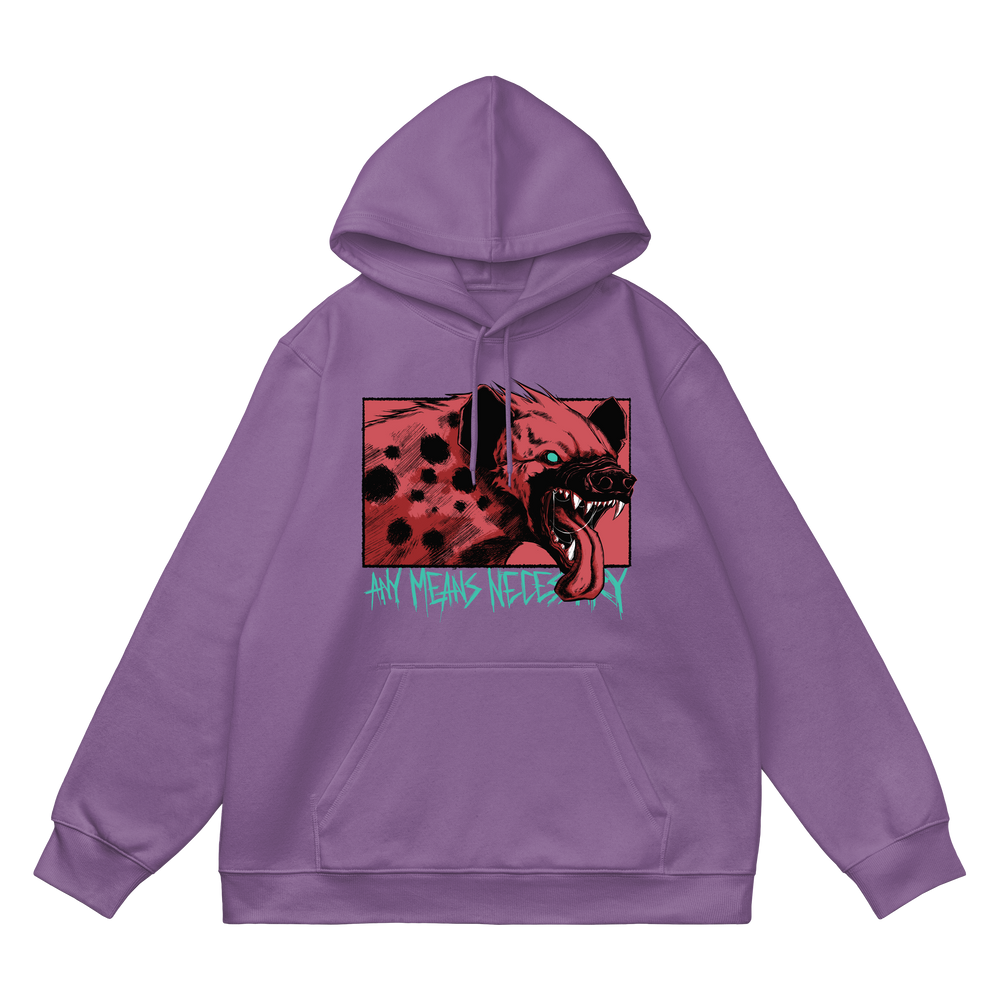 any means necessary shawn coss snarl hyena pullover hoodie lavender