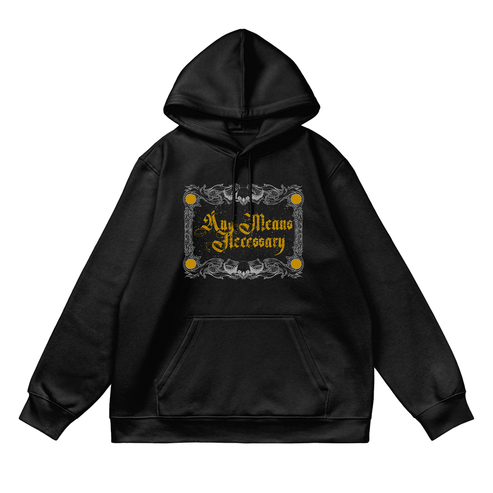 any means necessary shawn coss death tarot pullover hoodie black front