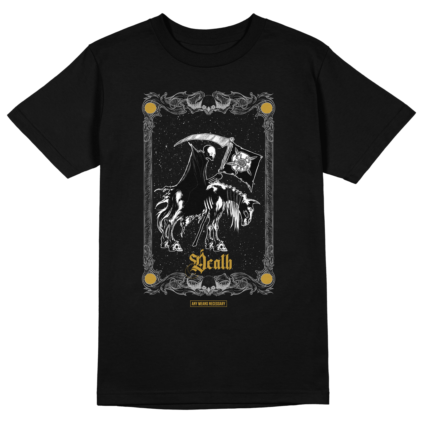 any means necessary shawn coss death tarot t shirt black