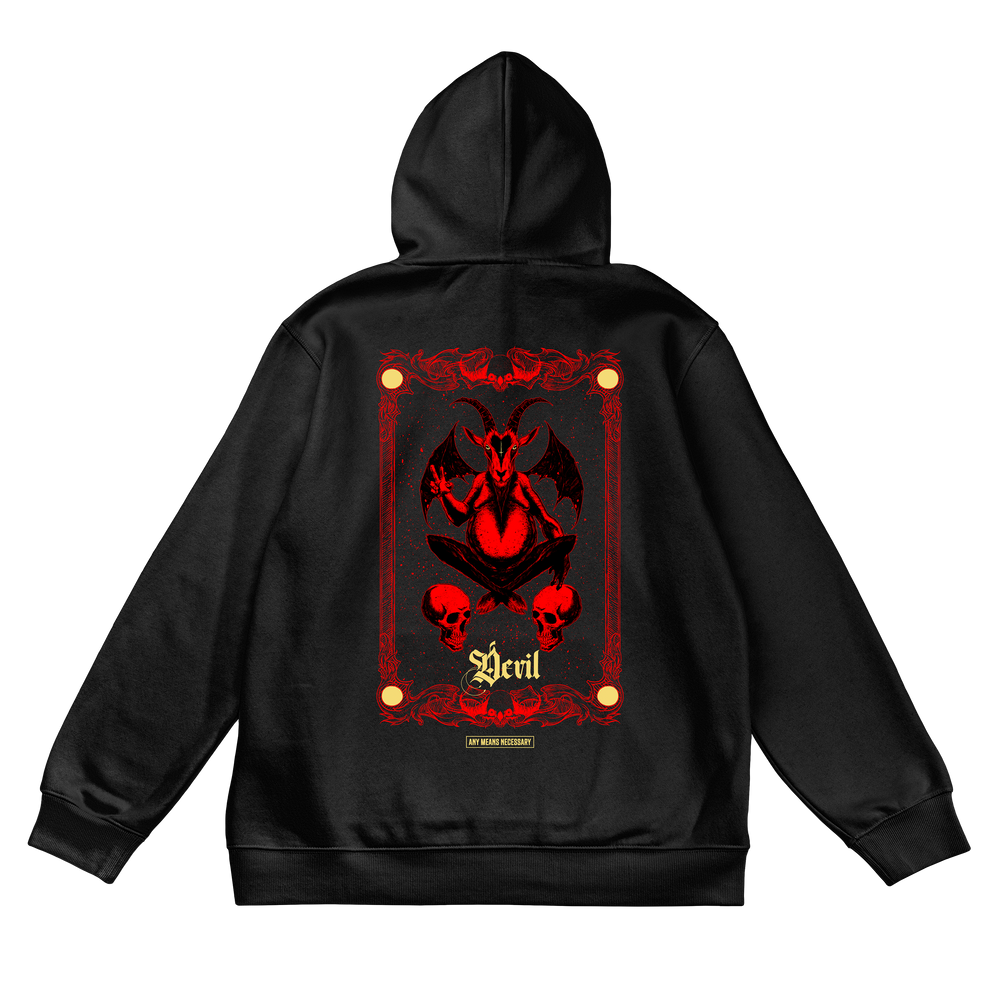 any means necessary shawn coss devil tarot pullover hoodie black back