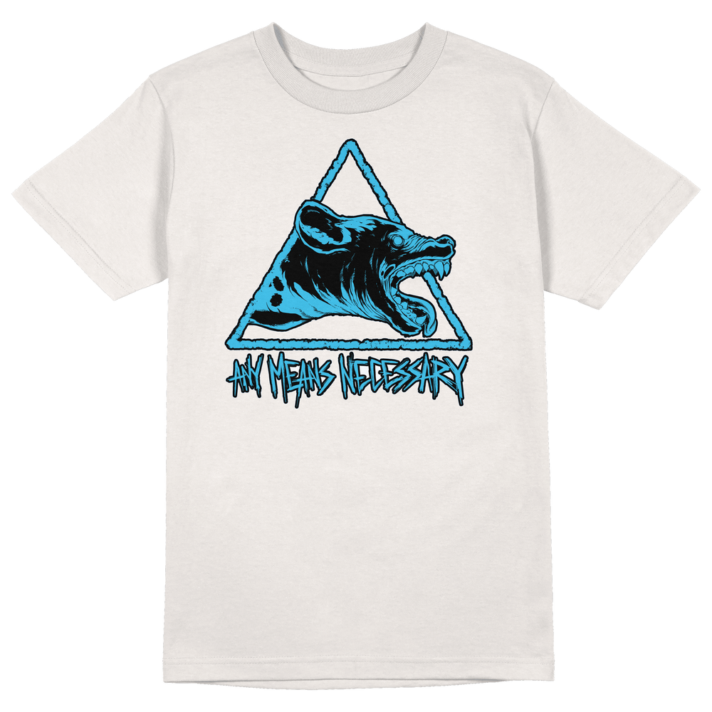 any means necessary shawn coss vicious hyena t shirt natural blue