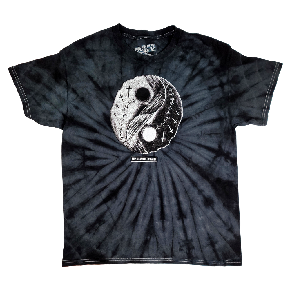 any means necessary shawn coss yin yang t shirt spider black