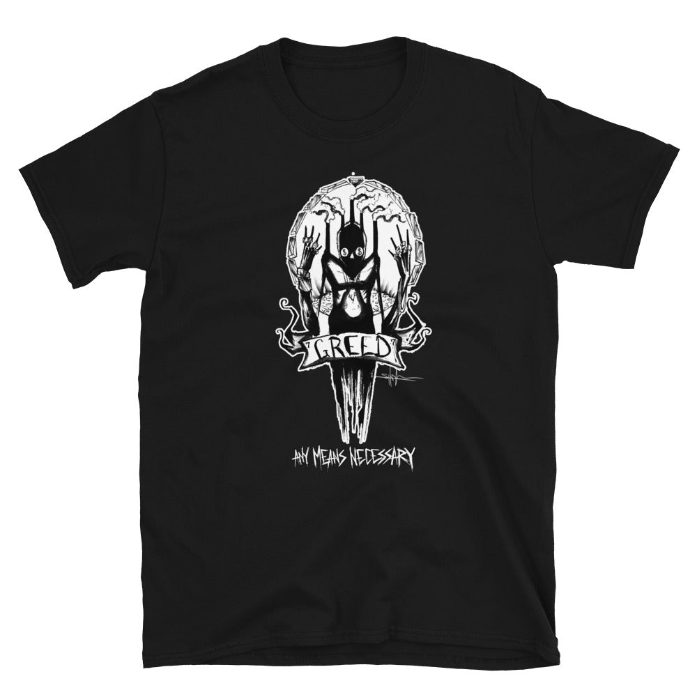 any means necessary shawn coss 7 sins greed t shirt black