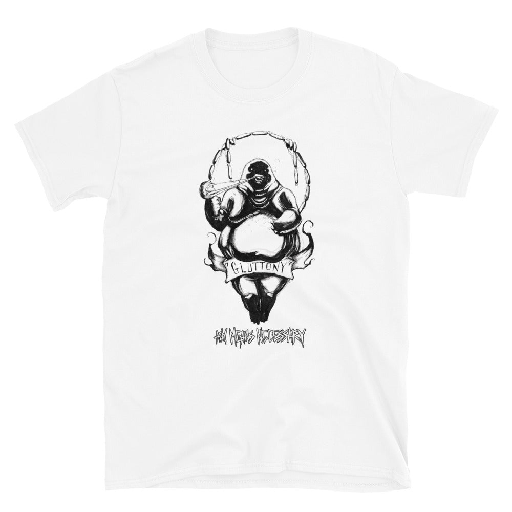 
                  
                    any means necessary shawn coss 7 sins gluttony t shirt white
                  
                